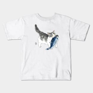 Cat and fish Kids T-Shirt